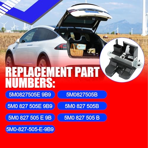 Image of SMMS Rear Trunk Door Lock Actuator 5M0827505E, Tailgate Trunk Latch for Volkswagen Jetta Sportwagen 2010-2014 for Tiguan 2008-2017, Replace OE 5M0827505B