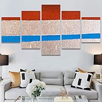 SIGNWIN 5 Panel Canvas Wall Art Modern Art Abstract Closeup Colorful Cool Geometric Minimalist Mixed Media Multicolor Patterns for Home Decorations Ready to Hang - 60