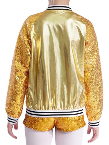 Kids Girls Jazz Dance Tops Long Sleeve Zipper Closure Jacket Coat Raves Festivals3