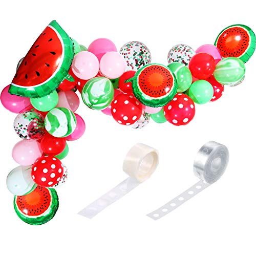 Gejoy Watermelon Balloon Garland Arch Kit Watermelon Foil Balloons with Watermelon Balloons for Watermelon Party Decoration Birthday Party Supplies
