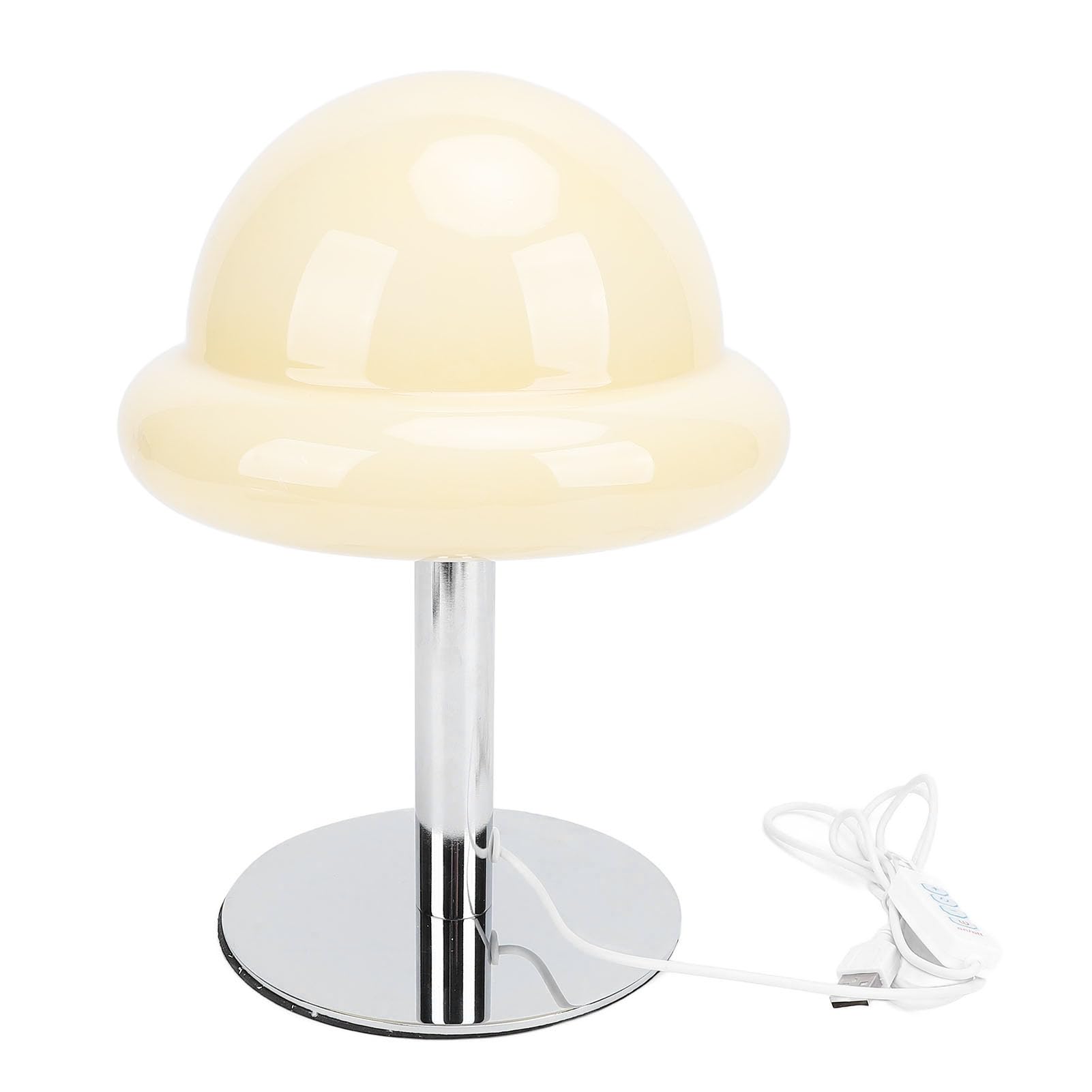 Simpatica Lampada da Tavolo a Forma di Fungo, Lampada da Scrivania a Risparmio Energetico Dimmerabile a 3 Colori con Luce Calda, per Luce Notturna da Comodino (Beige)