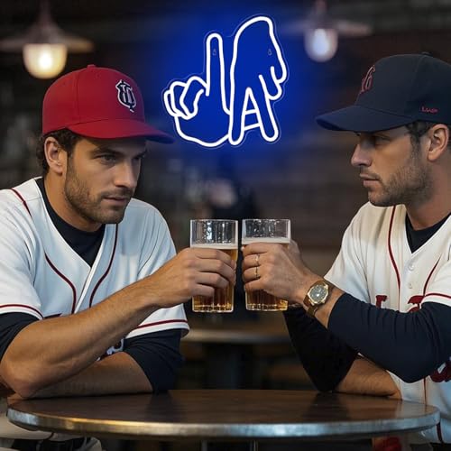 Image of LA Baseball Neon Sign for Garage, Dimmable Blue Gesture LED Wall Decor | Baseball LED Neon Light for Man Cave, Bar, Dorm, Game Room Decor, Sports Party, Gifts for Baseball Fans, USB Powered