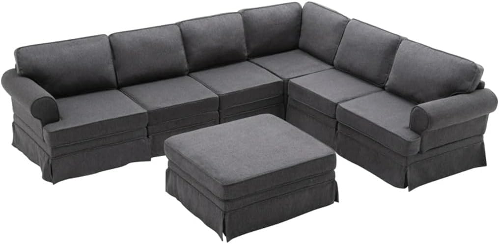 109.4" Fabric Upholstered Modular Sofa Collection, Sectional Couch with Removable Ottoman for Living Room
