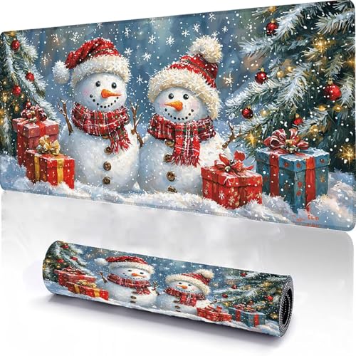 Alfombrilla de Ratón Para Juegos 700x300x3mm, Mouse Pad Lavable Blanco, Alfombrilla Ratón Sobremesa Portátil, Borde Con Costura, Base Antideslizante, Adecuado Para de Oficina en Casa Copo De Nieve Y-7