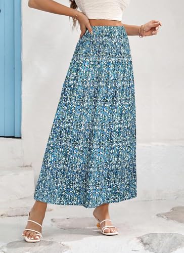 Herou Women Pleated Maxi Skirts Boho High Waisted Ankle Length Skirts Summer Casual Flowy Long Skirts for Women3