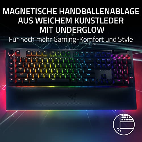 Image of Razer BlackWidow V4 Pro (Green Switch) - Mechanical Gaming Keyboard (Clicking Mechanical Switches, Command Wheel and 8 Macro Keys, Multifunctional Roll, Wrist Rest) QWERTZ DE Layout | Black