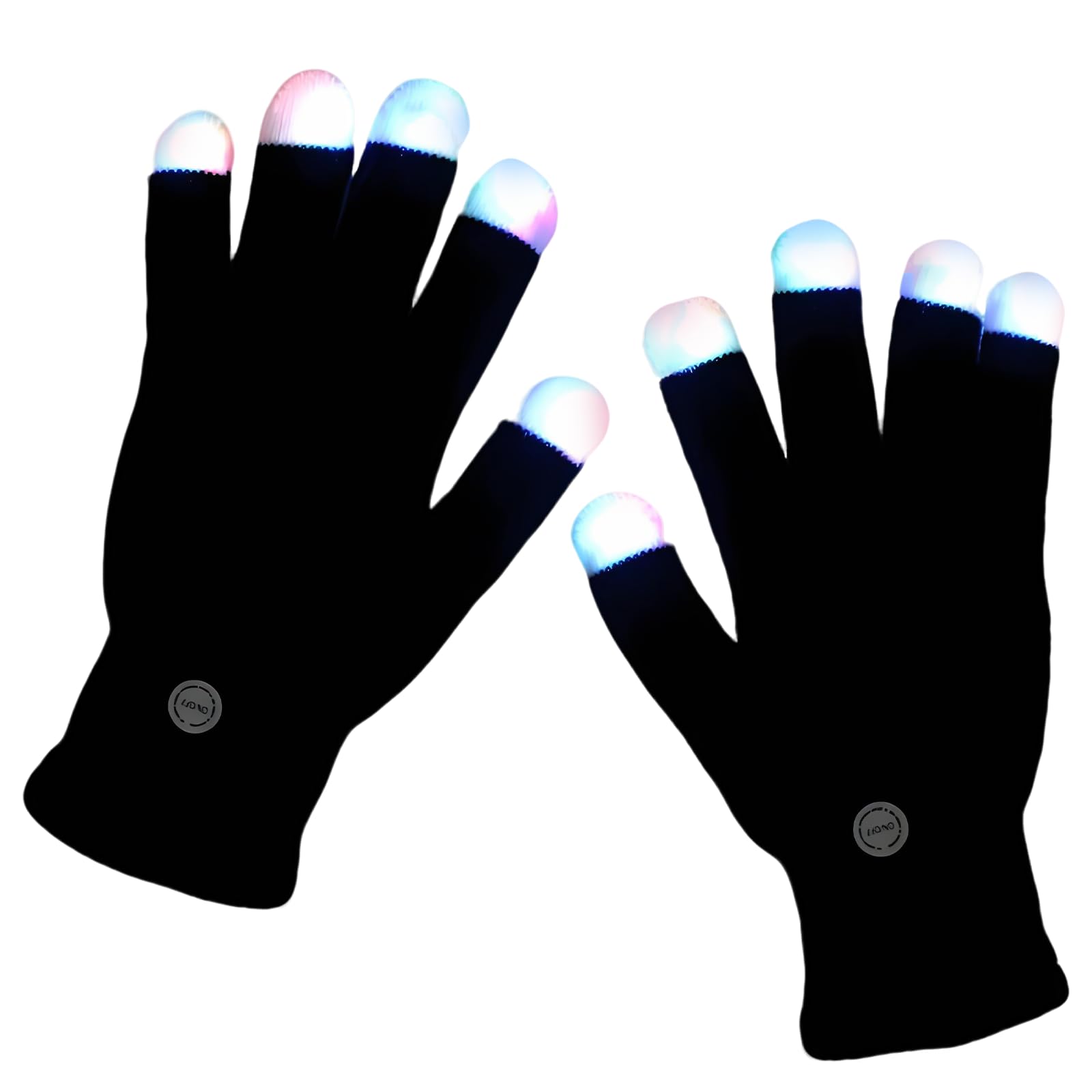 Kouamor Gloves with Lights on Fingers, Gloving Gloves LED, Light up Gloves, Colorful Light Show Finger Gloves for Gloving, for Kids 12+ Adults Night Festivals Party Show