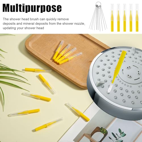 Image of 10pcs Shower Head Cleaning Brush, Gap Hole Anti-Clogging Cleaning Brush with 10 Stainless Steel Pin Picks Small Hole Cleaner Tool for Car Washer 3D Printer Tubes (Yellow)
