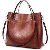 Loimol Bolso Mujer PU Vintage Gran Capacidad Bolso Tote Shopper Elegante Bolso Hombro Amplio Ajustable Bolso Diario Mujer Trabajo Universidad Viajes (Marrón)