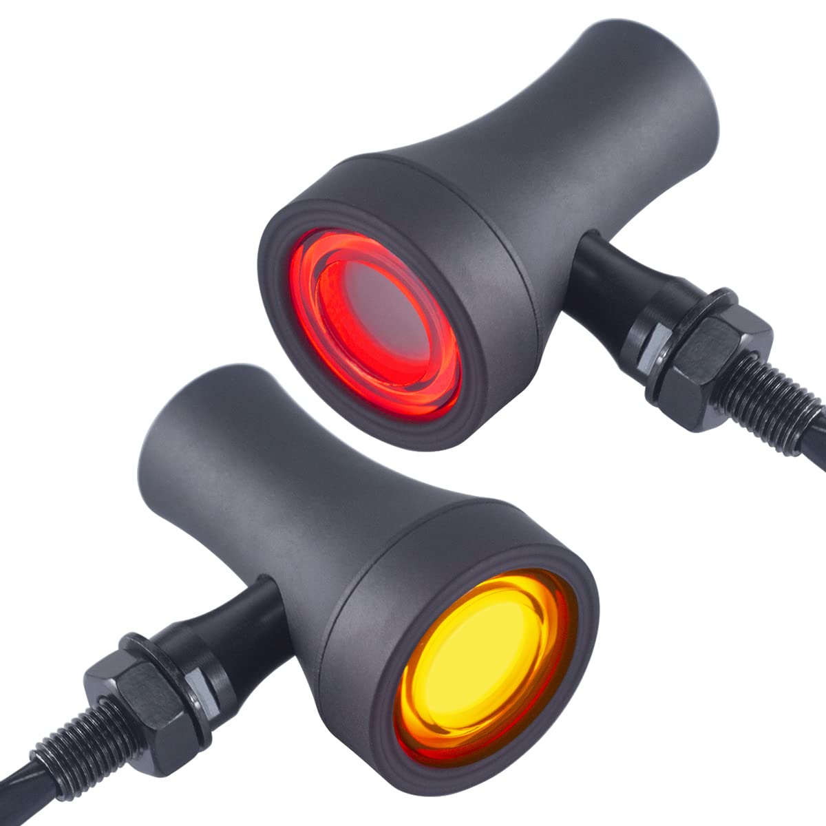 FATECIM 2X Motorcycle LED Tail Lights Turn Signals Running Brake Light Heavy Duty Motorbike Rear Blinker Indicators for Bobber Harley Honda Yamaha Suzuki Kawasaki Cruiser Chopper Black