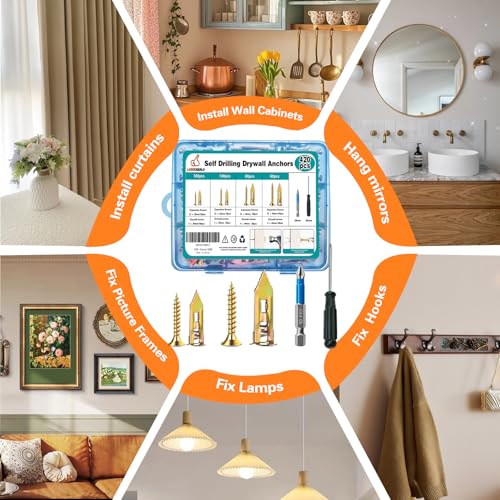 image for LAIMIGASALA 420pcs Self Drilling Drywall Anchors with Screws Kit- Heav