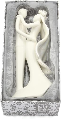 Miniatura 4 de OnePlace Gifts A Love Promise - Decoración para tartas de novia, novio, boda, pareja, compromiso, aniversario, porcelana blanca perla, 6.3 pulgadas