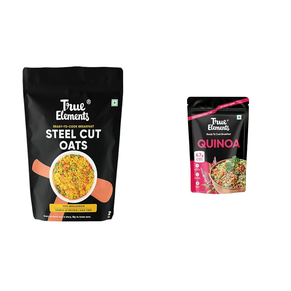 True Elements Steel Cut Oats 1kg - Gluten Free Oats | Diabetic Friendly | Cereal for Breakfast | Whole Oats & True Elements Quinoa 1kg - Diet Food-image-17