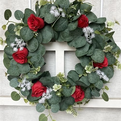 Couronne de fleurs de Noël pour porte extérieure lot de 2 pièces