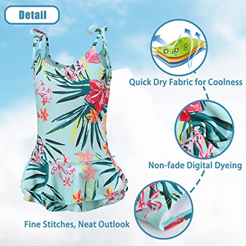 Image of Girls One Piece Swimsuits Halter Ruffled Bathing Suit for Kids Hawaiian Swimwear Leopard Swim Dress 3-16 Years