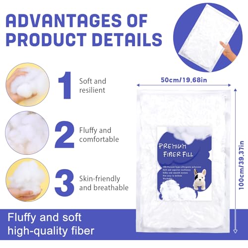 Image of BUTUZE 2.6lb Polyfill Stuffing, (4.4lb-2.1oz) Fiberfill for Crafts, Polyester Fiber Fill, Resilience Fill Fiber for Stuffing Pillow and Home Decoration Projects