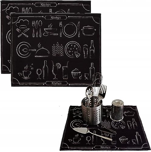 Hamur Home Conjunto De 2 Alfombrillas De Secado 40 X 46 Cm - Estera De Secado Para Platos De Rápido Secado - Tapete De Fregadero - Alfombrilla De Secado De Platos Para La Cocina (MF-60)