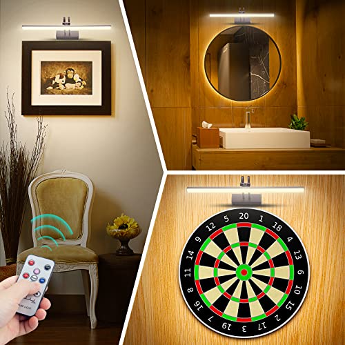 Raifoolly Picture Light, 16In Battery Picture Lights For Paintings,Metal Display Art Light With Timer And Dimmable For Wall,Frame, Portrait, Dartboard(Bronze) #TOP3