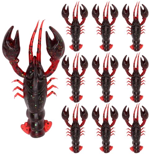 Agatige Señuelo De Camarón, 10 Uds Señuelo De Pesca Suave Cebo De Langosta De PVC Cebo De Natación Artificial para Pesca En Agua Dulce Y Salada(Rojo)
