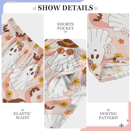 ZZKKO Halloween Ghost Bat Flower Boys Pants for Kids Jogger Pants with Pockets S-XL4