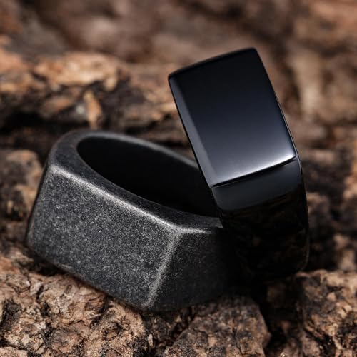Anneaux rectangular mirror bague acier mode homme femme tendance