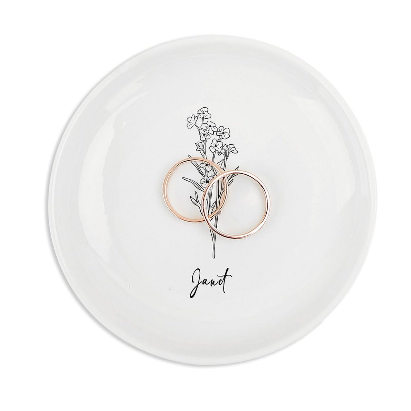 Cadeau de Saint-Valentin femme bol à clés personnalisé fleur de juillet