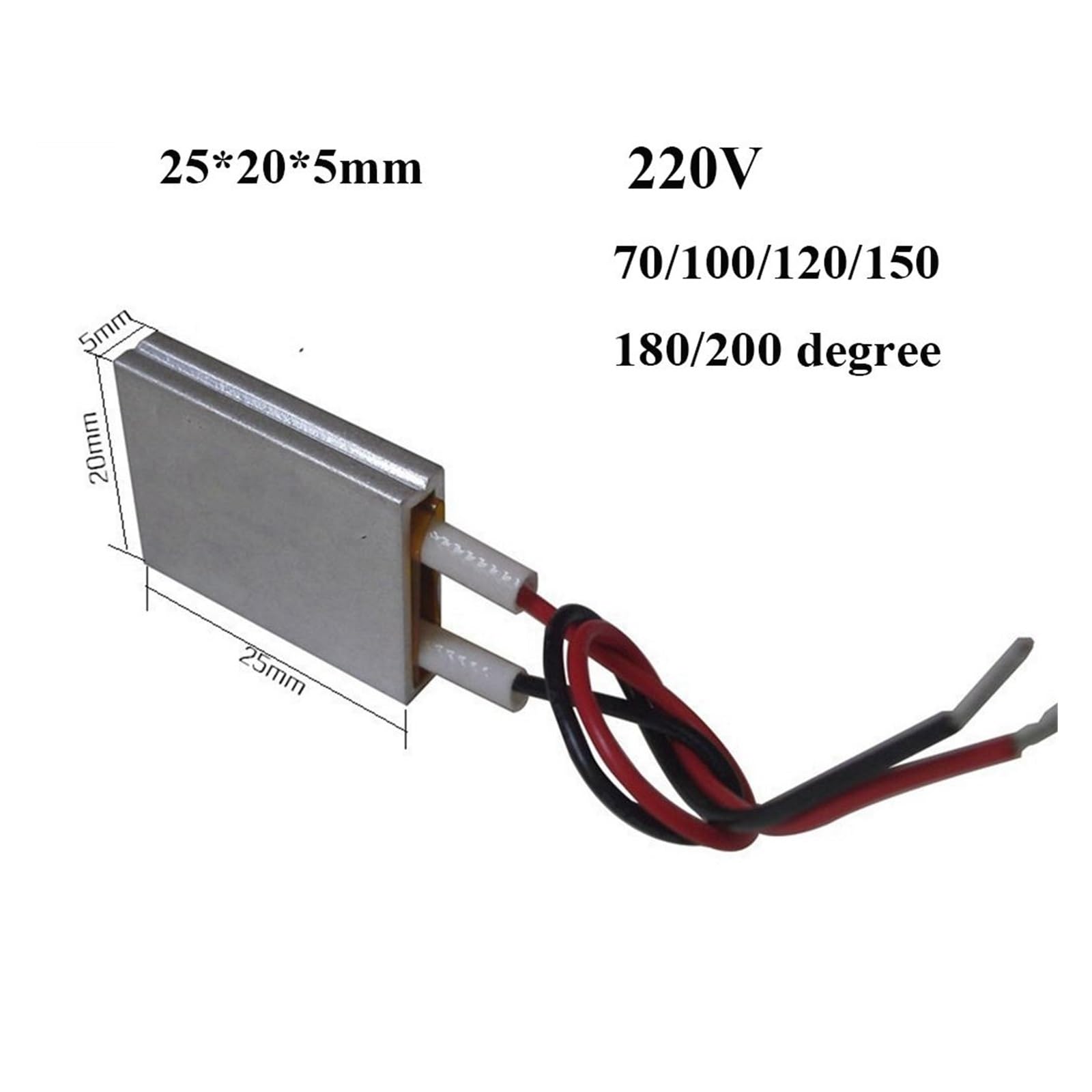 Placa de calefacción termostática PTC, Elemento Calefactor PTC de cerámica, 1 Unidad, 12V/24V/36V/48V/110V/220V, Varios tamaños(12v 200 Degree)