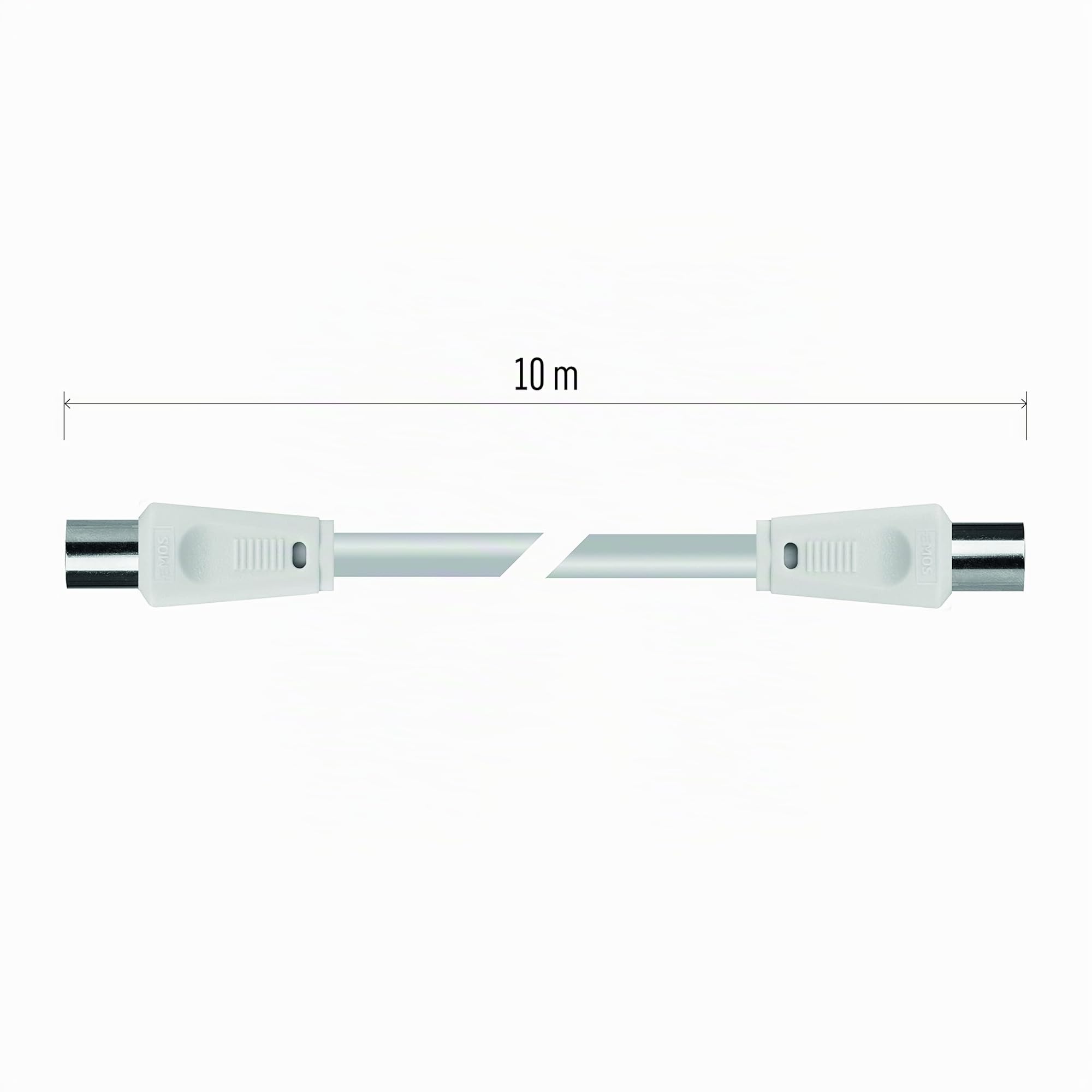 EMOS Cavo Antenna Cavo Coassiale TV Cavo 10m Coassiale per TV Digitale Ricevitore SAT, Doppia Schermatura, Cavo Coassiale Dritto Maschio su Coassiale Dritto Femmina