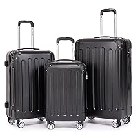 Boleedy Set Valise 3 Pièces (55/66/76cm),Lot Valise Rigide ABS Grande Taille Durable,Ensemble Valise de Voyage avec 4 roulettes 360°,Sets de Bagages
