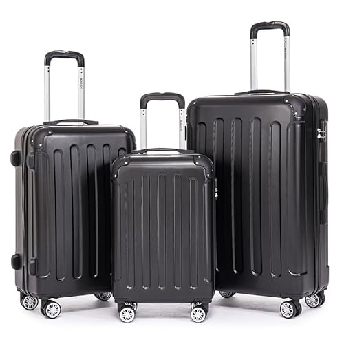 Boleedy Set di Valigie Rigide 3 Pezzi(55/66/76cm),Set Valigia Leggero in ABS Rigido con Lucchetto e Ruote a 360°,Grande Trolley per Business e Viaggio