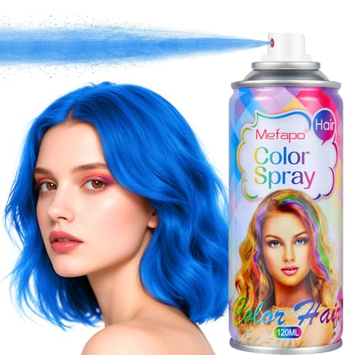 Blue Hair Spray Temporary Hair Color Spray for or Kids Women Men, Temporary Blue Hair Dye, Washable Hair Wax Color,Hair Coloring Natural Hair Strong Style Gel Cream for Party,Halloween,Cosplay(4.06oz)