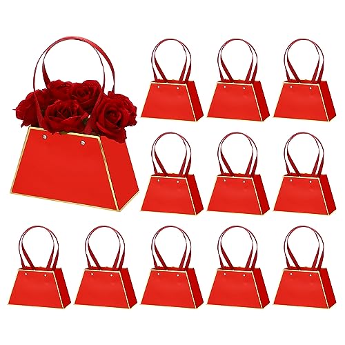Sac bouquet fleur papier PATIKIL rouge lot de 12 boîtes trapézoïdales