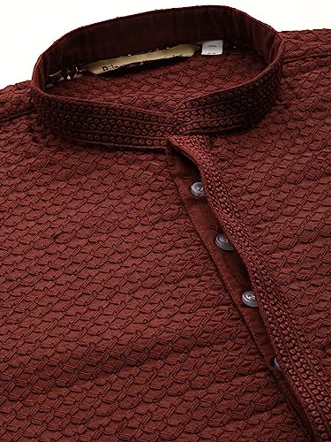 Image of Rajubhai Hargovindas Men Pure Cotton Chikankari Embroidered Straight Kurta