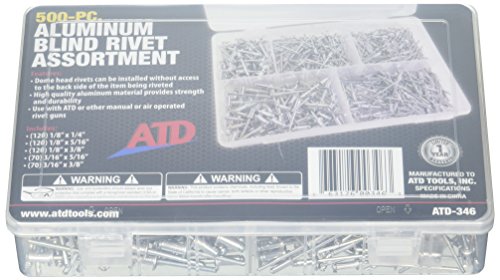 ATD Tools ATD-346 500 Pc. Aluminum Blind Rivet Assortment, 1 Pack