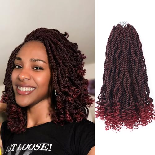 Burgundy Senegalese Twist Crochet Hair for Black Women 14 Inch