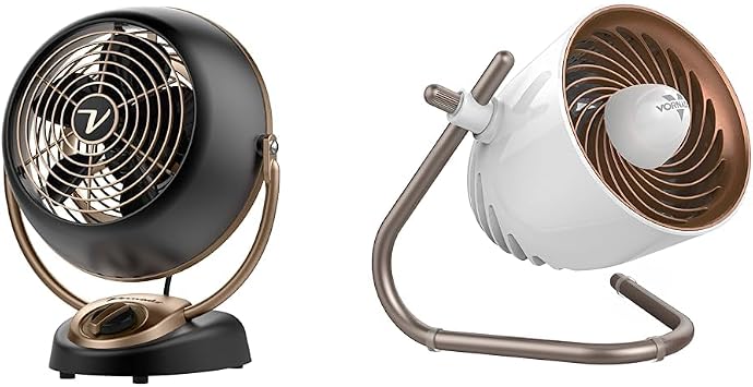 Vornado VFAN Petite Alchemy Vintage Fan, Gunmetal CR1-0279-102 & Pivot Personal Air Circulator Fan, Copper Bundle