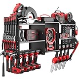 Power Tool Organizer Wall Mount - 8 Drill Storage Rack, 3 Layer Heavy Duty Metal Garage Organizer With Hammer, Plier, Screwdriver Racks and Hooks