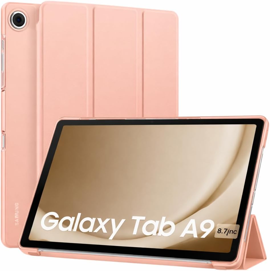 UnDePlus Samsung Galaxy Tab A9 8.7inç ile uyumlu Kılıf New PU Deri Smart Standlı Case Uyku Modlu X110 X115 X117 Yavruağzı