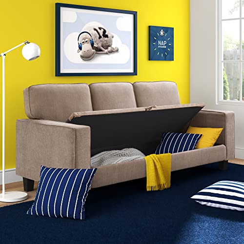 Serta Palisades Sofas With Storage 1 Modern Design, Track Arms, Foam-Filled Cushions, Easy-To-Clean Fabric Upholstery, 77", Soft Tan #TOP1