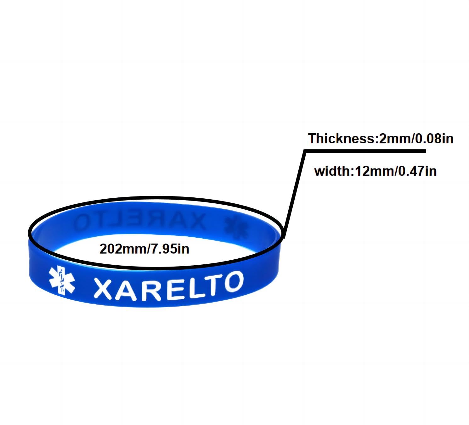 Pulseras de silicona XARELTO de alerta médica, elásticas, para hombres y mujeres, talla única