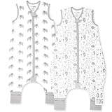 Toddler Sleep Sack with Feet 2T, 0.5 TOG Organic Cotton Baby Sleeping Bag with Legs, Baby Wearable Blankets for Walkers w/ 2-Way Zipper, Baby Sleep Sack for Girls Boys, 2-Pack Early Walker Medium