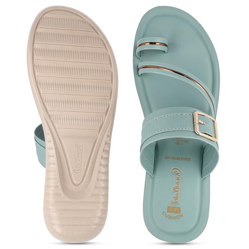 Image of WALKAROO Women's Comfort Toe-Post Sandals |Cushioned Sole, Adjustable Buckle Strap, Soft Footbed, Lightweight PU Sole |Comfortable for Walking,Travel,Office & all day use WLR72032