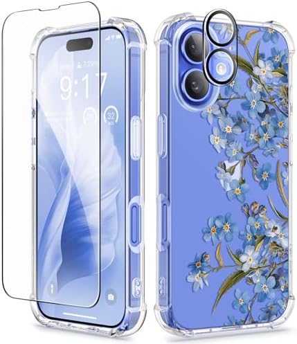 For IPhone 15Case Floral With Screen Protector, Clear Slim Soft Protective Shockproof Phone Cover Cute Stylish Durable Tpu Phone Case Women Girls Flower Patter - View #4