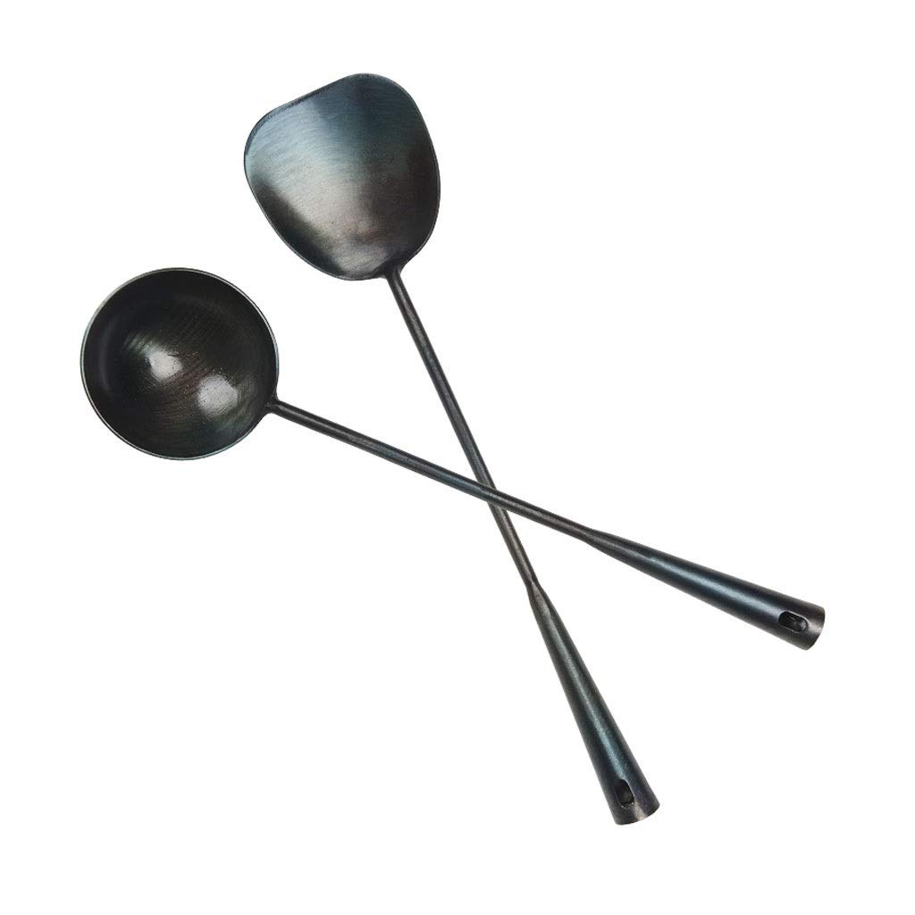 Espátula Juego de Utensilios de Cocina de Cocina, Suministros manuales de Hierro Forjado Espátula Cuchara Larga Cuchara for freír Juego de espátula de Cocina Espátula de Cocina