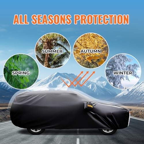 Image of Car Cover for VW Golf (2008-2025), Car Cover, Waterproof, Breathable, Full Garage Car Cover for Protection, Rain, Sun and Dust, Cover with Zip and Cotton (Black)