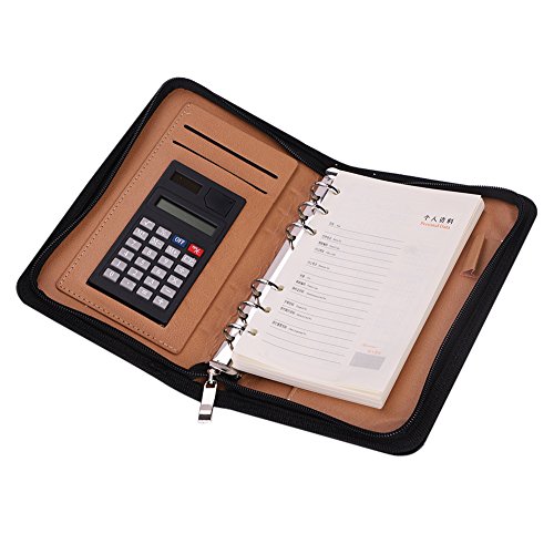 Télécharger Portfolio en Cuir Pu Porte-Document A5 A6 Agenda d'Affaire Chemise de Dossier avec Calculatrice et F Gratuit