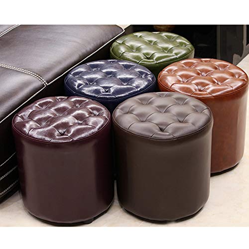 Pouf cube en cuir gris 40x40x35 cm avec structure en bois massif - 7