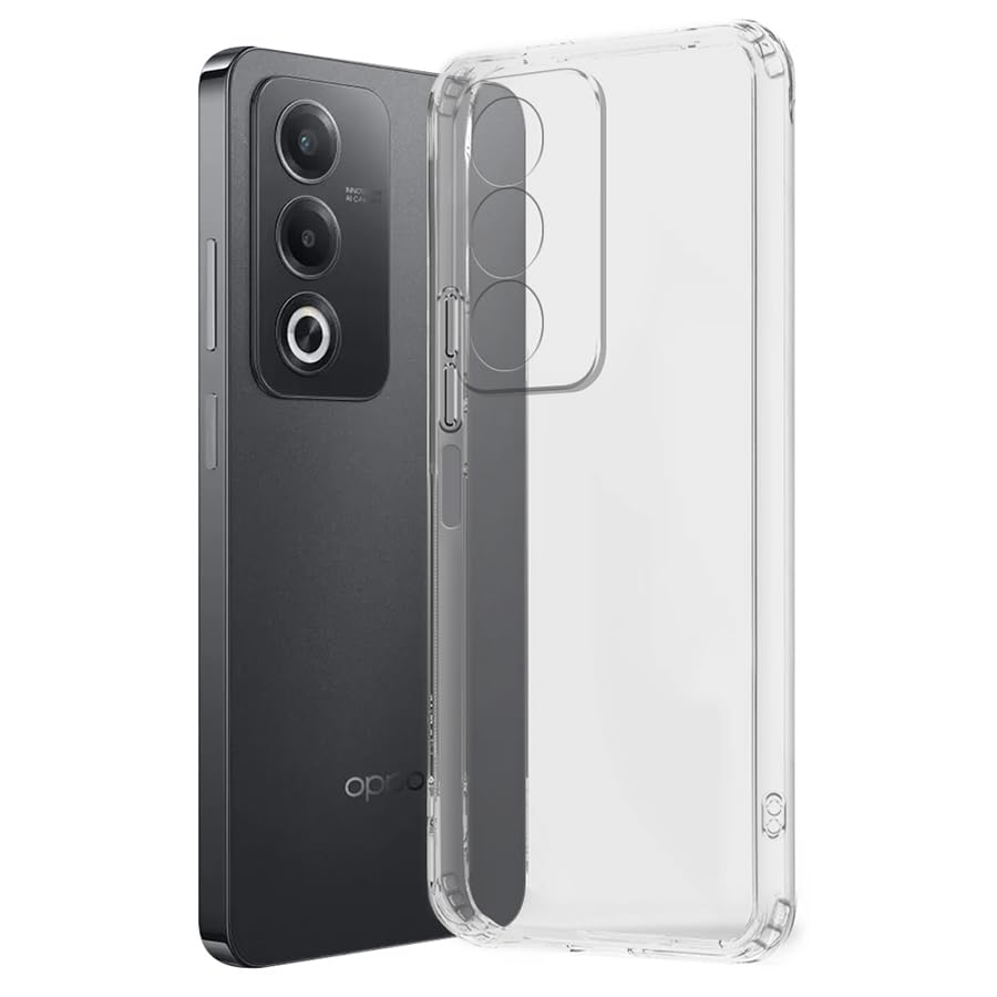 Image of Fashionury Crystal Clear Case for Oppo A3 Pro 5G | Yellowing Resistance | Transparent TPU Silicone | Raised Camera Lips | Slim Transparent Cover