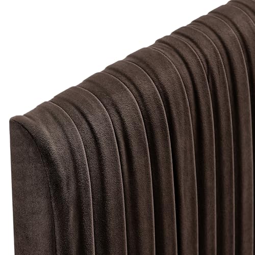 Modway Eloise Twin Velvet Headboard with Ruched Details in Chocolate Brown - Modern Bed Headboard Only with Stain-Resistant Performance Upholstery, Height-Adjustable Mount by Modway - Used condition - Image 8