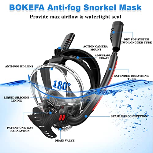 BOKEFA Maschera Snorkeling Integrale con Supporto